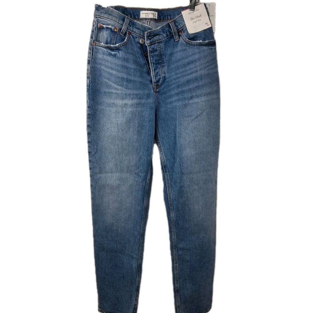 Abercrombie & Fitch The Dad High Rise Button Fly Jeans Size 2 NWT